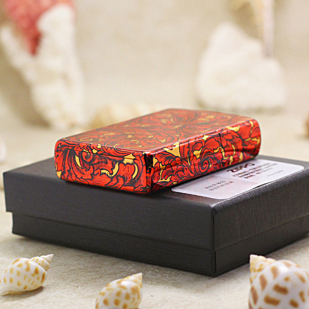 Zippo Crimson and Gold Hue Decorated Large Arabesque Pattern - CS08