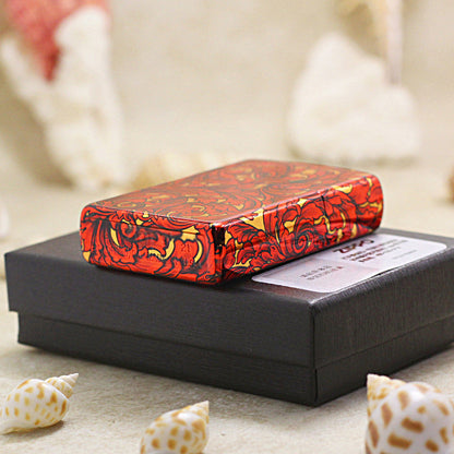 Zippo Crimson and Gold Hue Decorated Large Arabesque Pattern - CS08