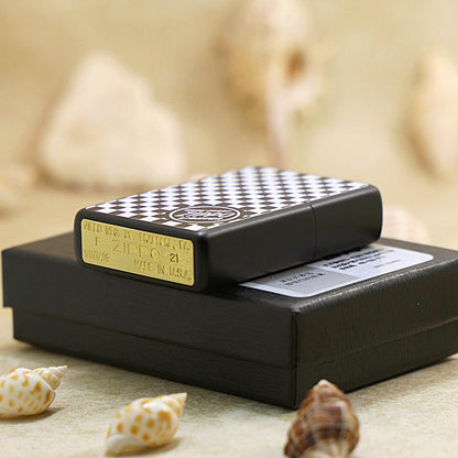 Zippo Retro Flat Top Obsidian & White Checkerboard Version - KR13