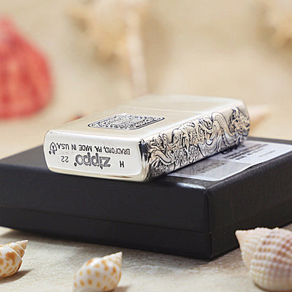 Zippo Argent-Layered 'Dragon and Phoenix Bring Prosperity' - DS139