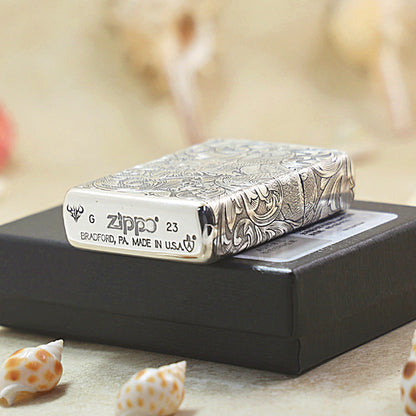 Zippo Argent-Layered 'Tang Grass Dragon' (Bamboo Box Edition) - 162-DS50