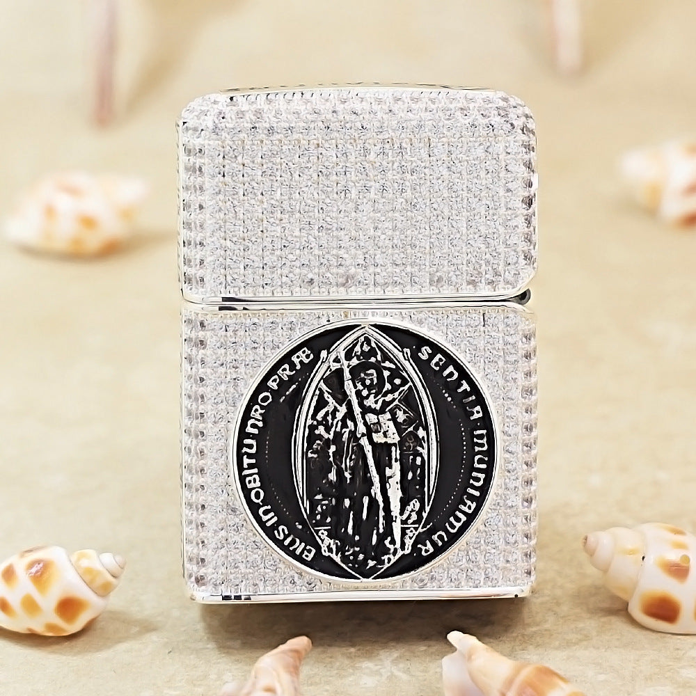 Zippo Argent-Toned Solid Studded St. Benedict's Crucifix Medallion - CM08