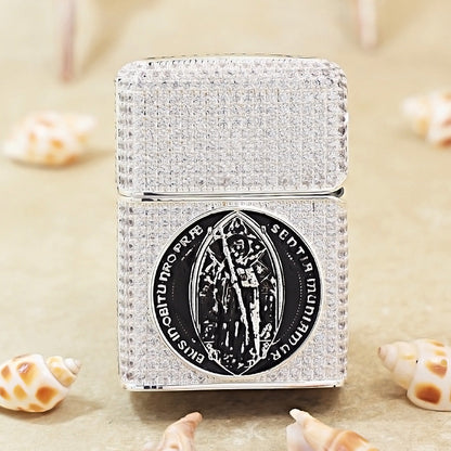 Zippo Argent-Toned Solid Studded St. Benedict's Crucifix Medallion - CM08