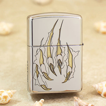 Zippo Argent Intricate Engraved Ferocious Tiger Head in Waves - SC31