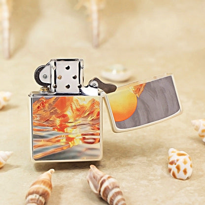 Zippo Argent Matte Hue Decorated Sunlit Mountainscape - CS01