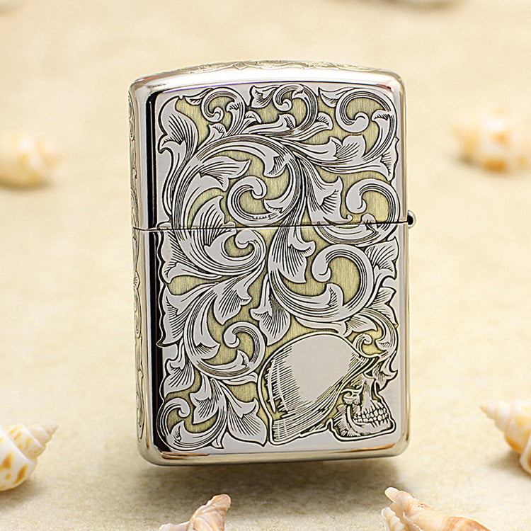 Zippo Argent and Gold Intricate Engraved Arabesque Nude Pin-Up - SC16