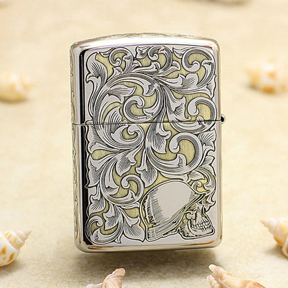 Zippo Argent and Gold Intricate Engraved Arabesque Nude Pin-Up - SC16