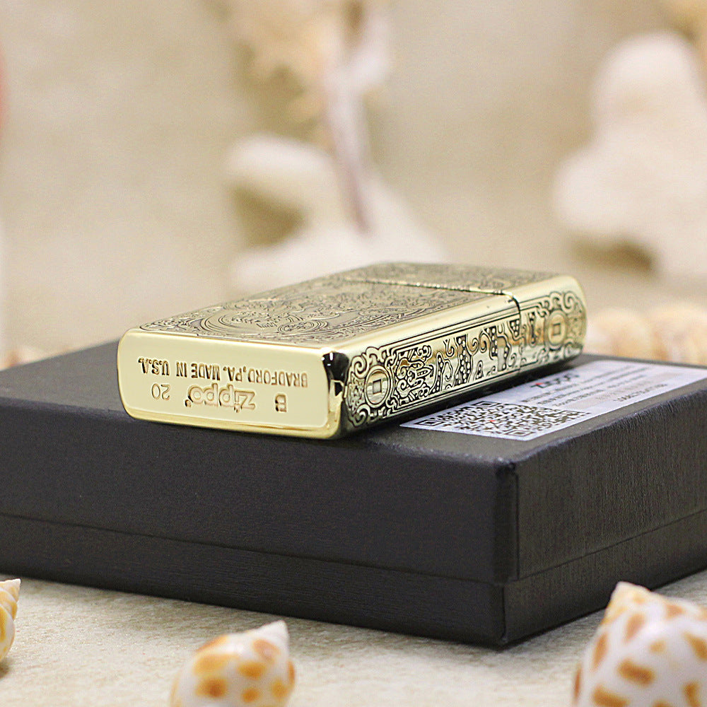 Zippo Slim Vintage Bronze Riches-Attracting Pi Xiu - CC50