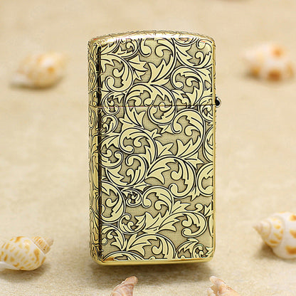Zippo Slim Premium Shine Bronze Complete Cover Scrollwork No. 0205 - CC51