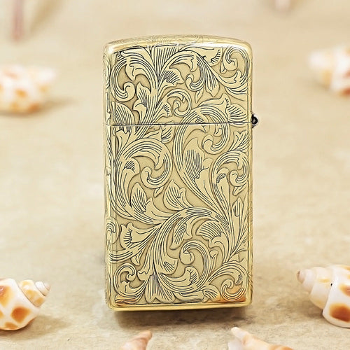 Zippo Slim Premium Shine Bronze Grand Scrollwork No. 0888 - CC49