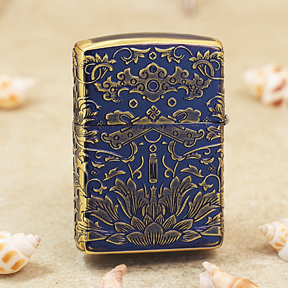 Zippo Smoked Blue Ruyi Peony Limited Version - CC54