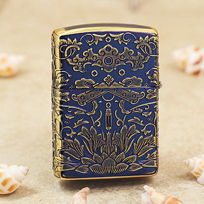 Zippo Smoked Blue Ruyi Peony Limited Version - CC54