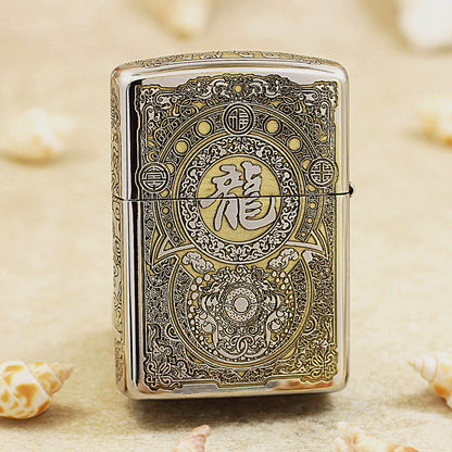 Zippo Two-Finish Intricate Engraved Imperial Serpent and Fortune Symbol - SC27