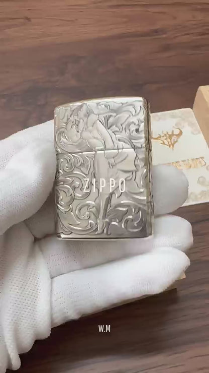 Zippo Armor Sterling Silver Lighter - Deep Carved Windy & Tanggrass Edition